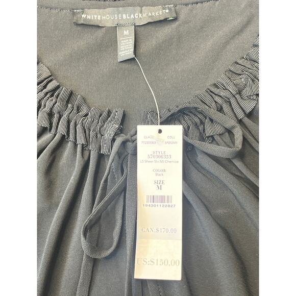 White House Black Market long‎ Sleeve Black Dress Size Medium NWT - Picture 6 of 7